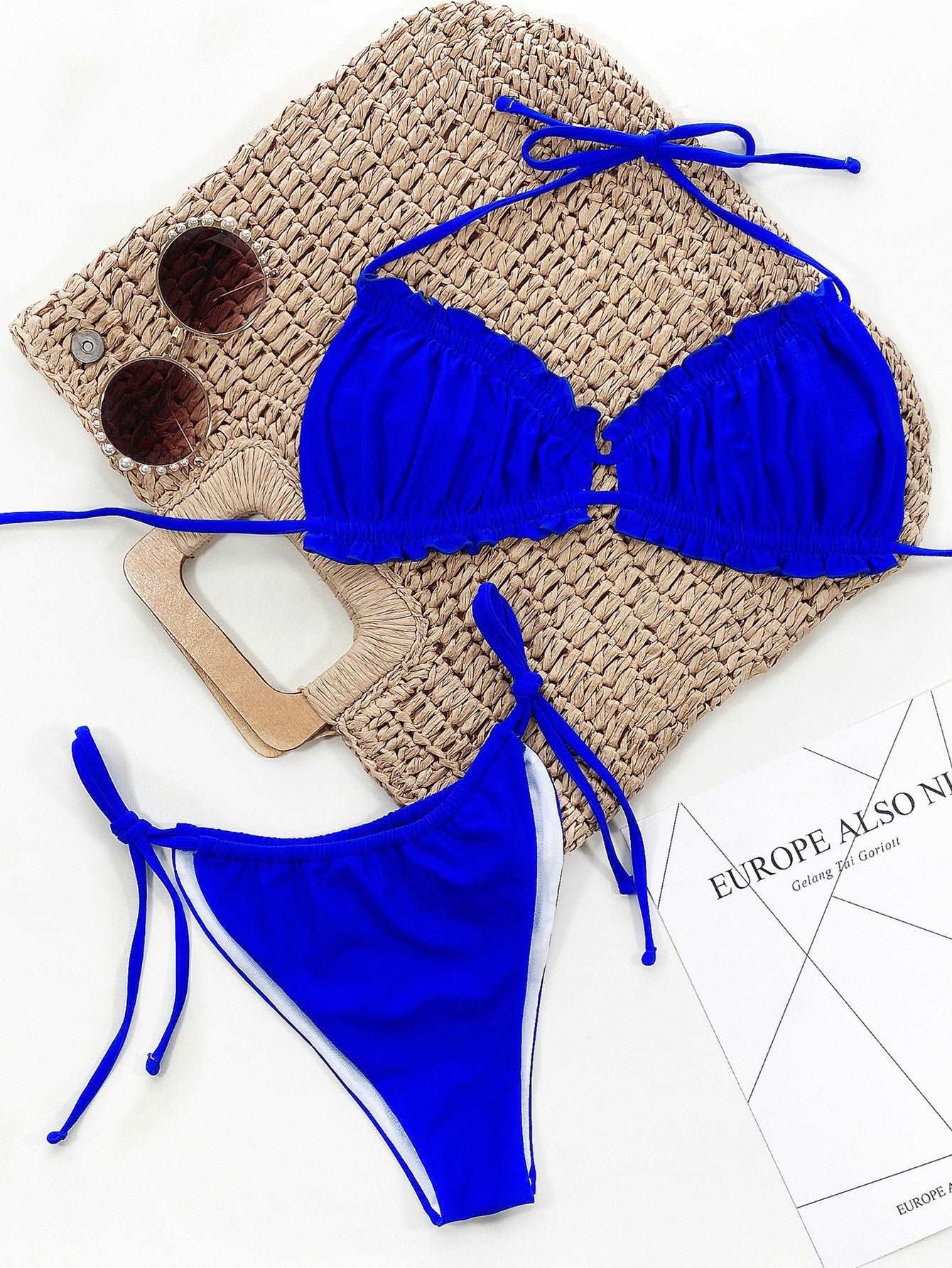 Frill Trill Halter Neck Bikini Set