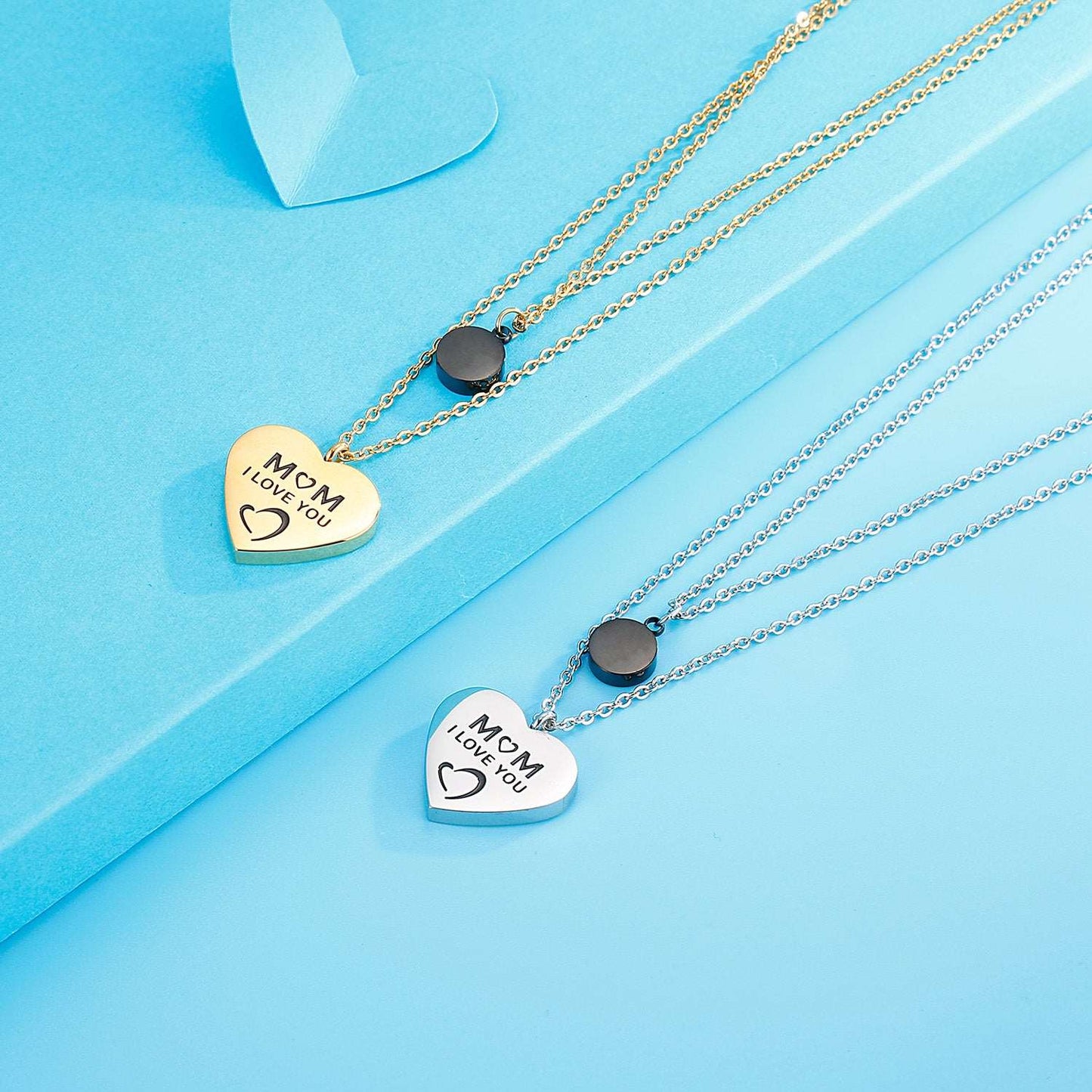 Stainless Steel Double-Layered Heart Pendant Necklace